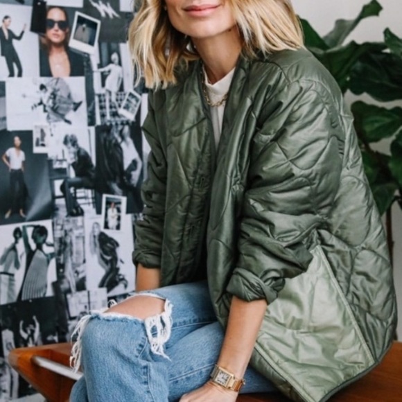 Anine Bing Green Andy Quilted Bomber 
